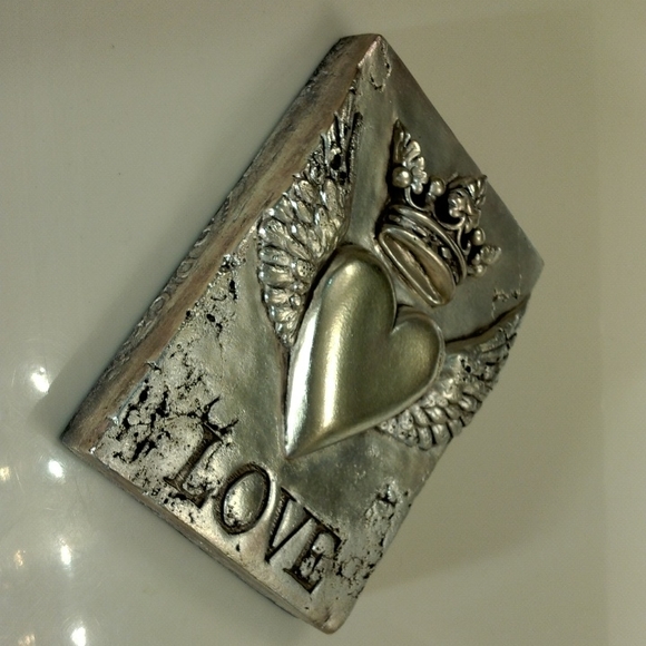 Sid Dickens, S-206 "Amour" silver heart Memory-Block wall tile *Rare & Retired* - Picture 7 of 8